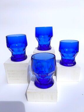 Vintage Viking Georgian Cobalt Blue Scotch Glasses.